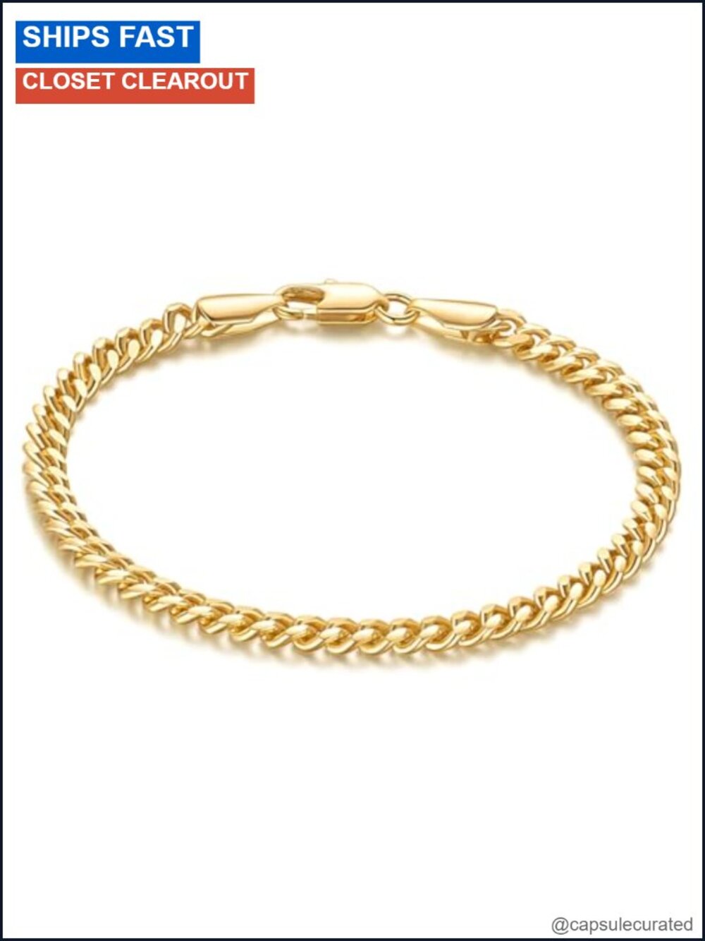 14K Gold Plated Cuban Link Chain Bracelet for Men and Women